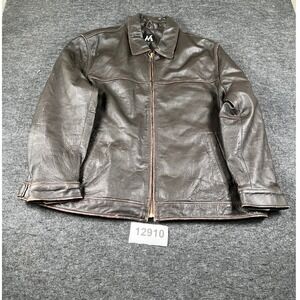 M. Julian Leather Bomber Jacket Mens XXL Brown Fair Distressed Quilted Lining